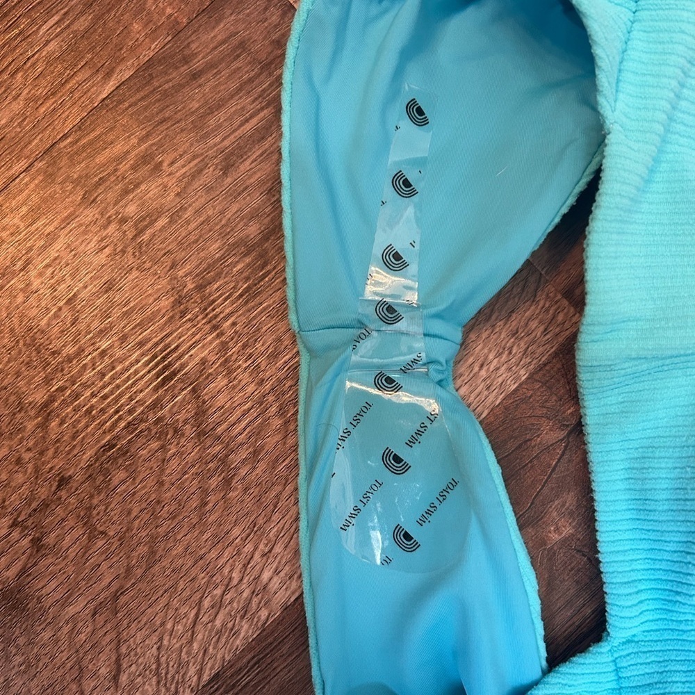 Toast Swim X Free People Signature Banded Waist Bikini Bottom Turquoise Rib S - Picture 4 of 7